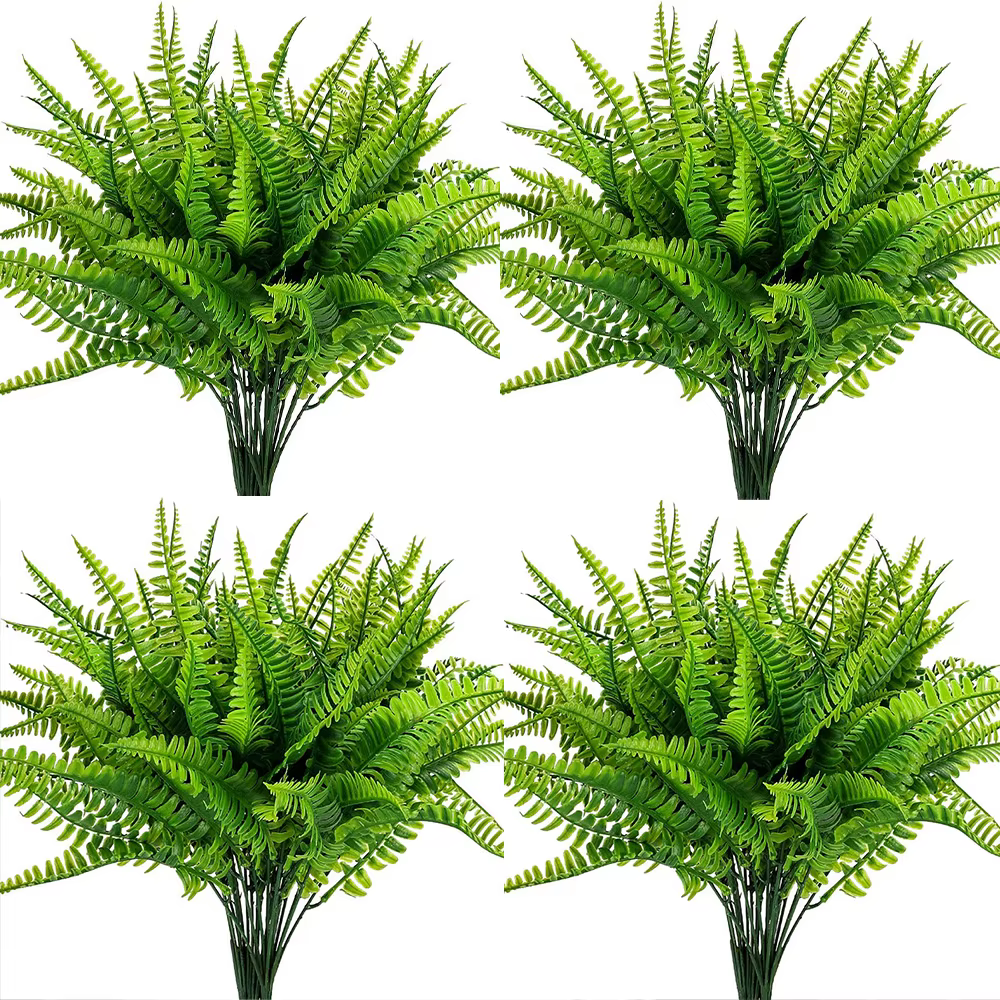 Lot de 4 à 20 plantes artificielles, fausses fougères de Boston, arbustes artificiels, verdure résistante aux UV pour la décoration de la maison, du jardin et de l'extérieur