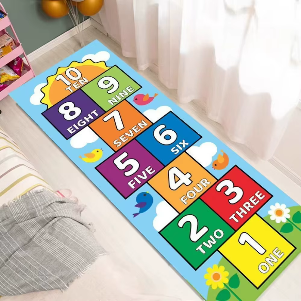 Tapis de jeu Hopscotch Cartoon Runner pour chambre d'enfant