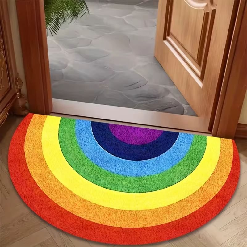 Tapis de porte demi-cercle arc-en-ciel VIKAMA : anti-bruit