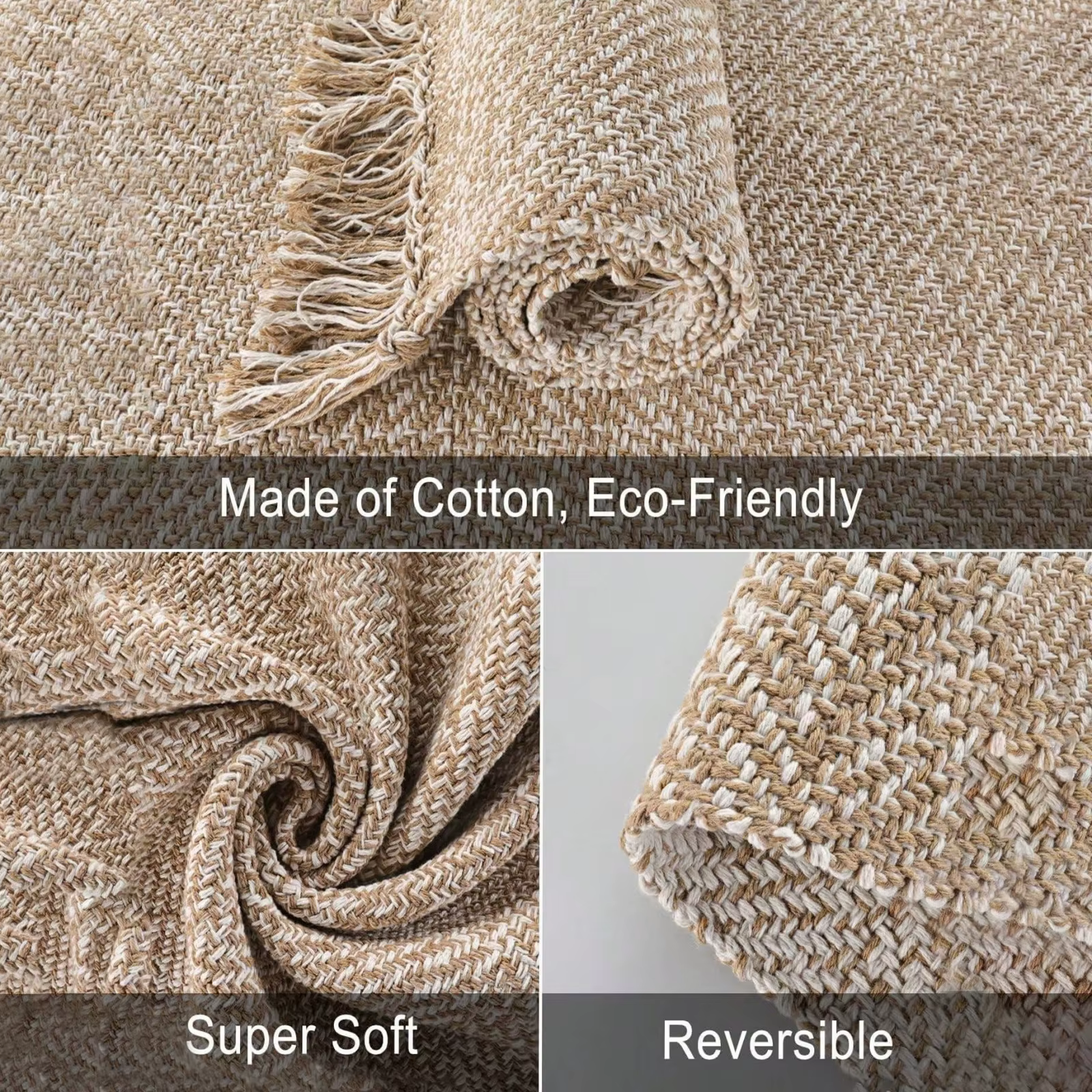 Tapis en coton et lin tissé pour salon