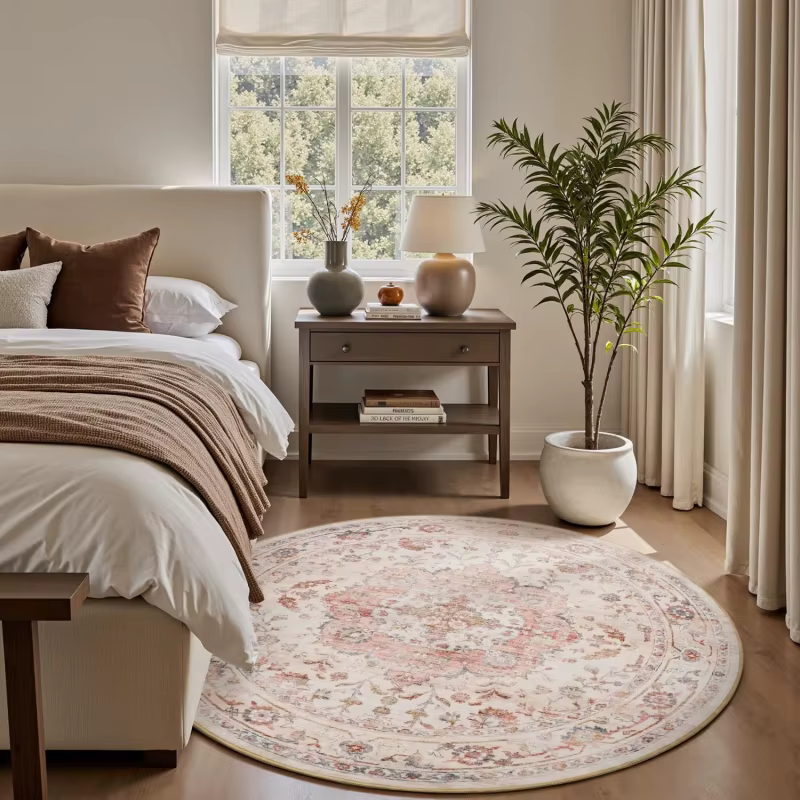 VIKAMA Tapis rond vintage européen