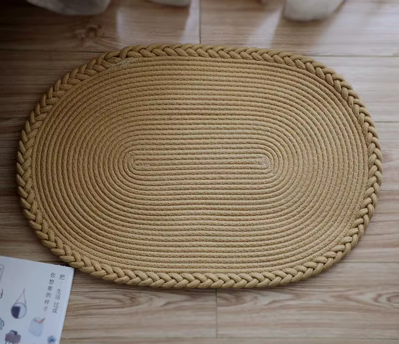 Polymères de jute simples faits à la main, 100% Lea Doorvirus, non ald, respectueux de l'environnement, tapis, coussin de sol, décoration de la maison, 65x45cm