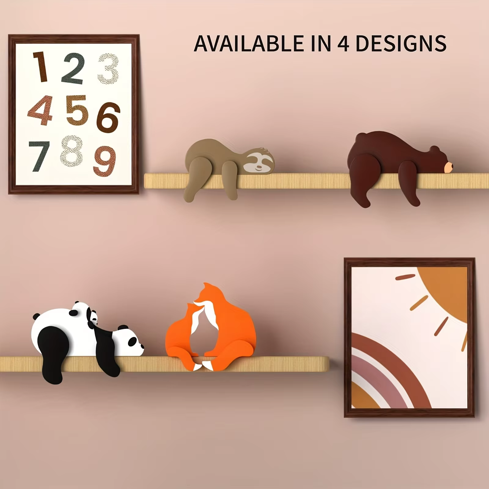 Cadre de maison d'angle d'animal de dessin animé 3D, article décoratif cadre de porte en bois conception artistique Panda renard lapin ours décor de chambre d'enfant