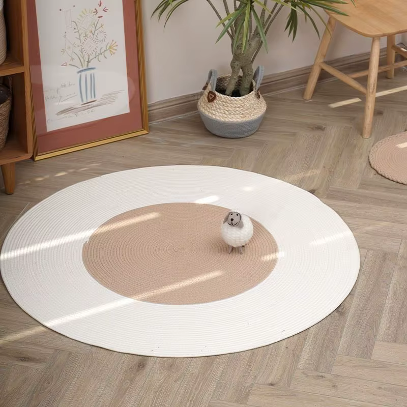 Tapis rond en coton tissé à la main de style nordique