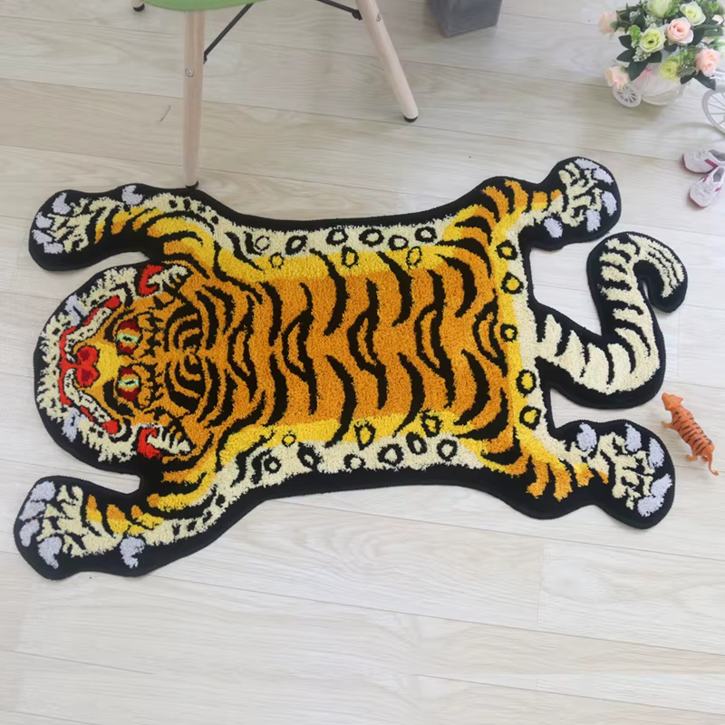 Tapis tigre 3D doux en forme d'animal
