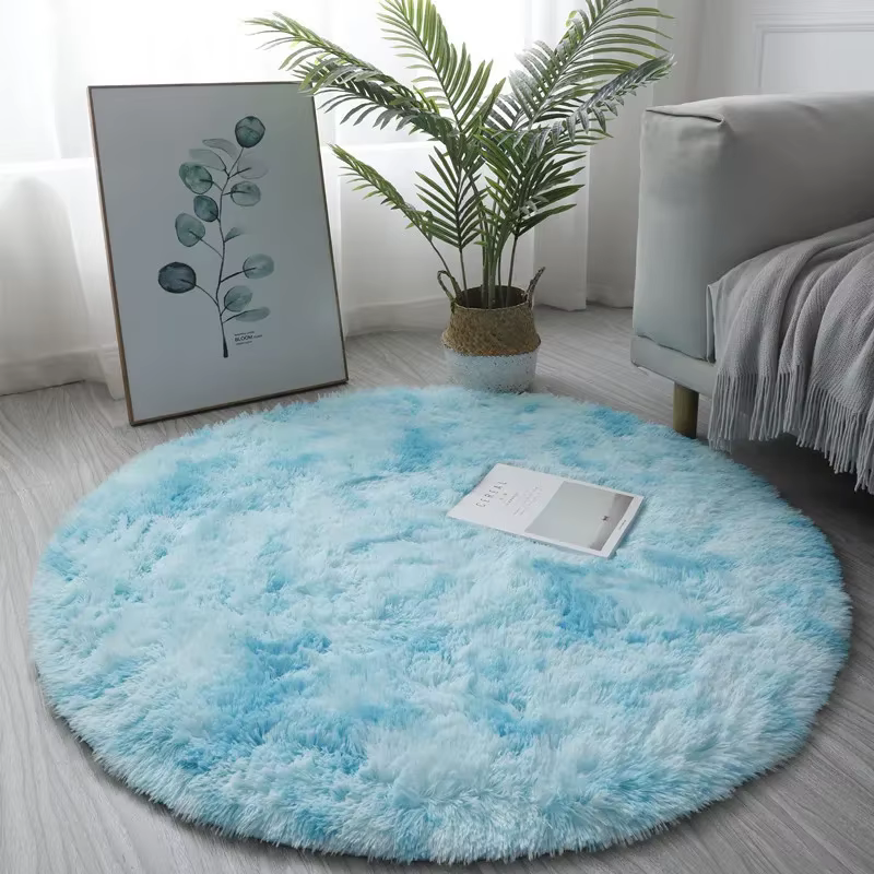 Tapis en Polymères Ronds en Peluche Super Doux