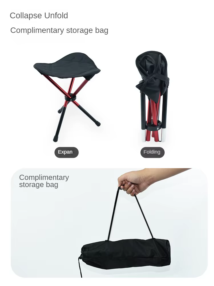 Tabouret pliant triangulaire portatif extérieur d'alliage d'aluminium épais, tabouret de Camping à jambes hautes, chaise d'attache de poney de pêche
