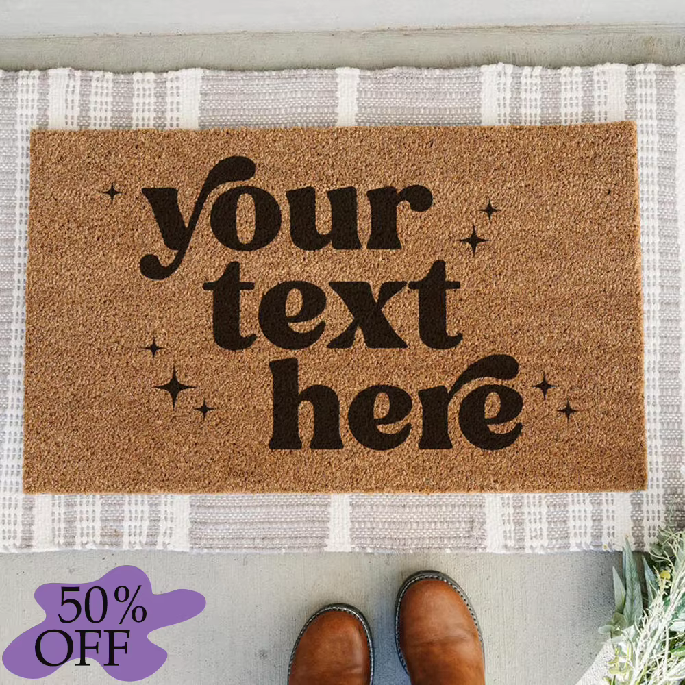 Tapis de bienvenue personnalisé ultra absorbant et antidérapant avec votre texte – Élégant