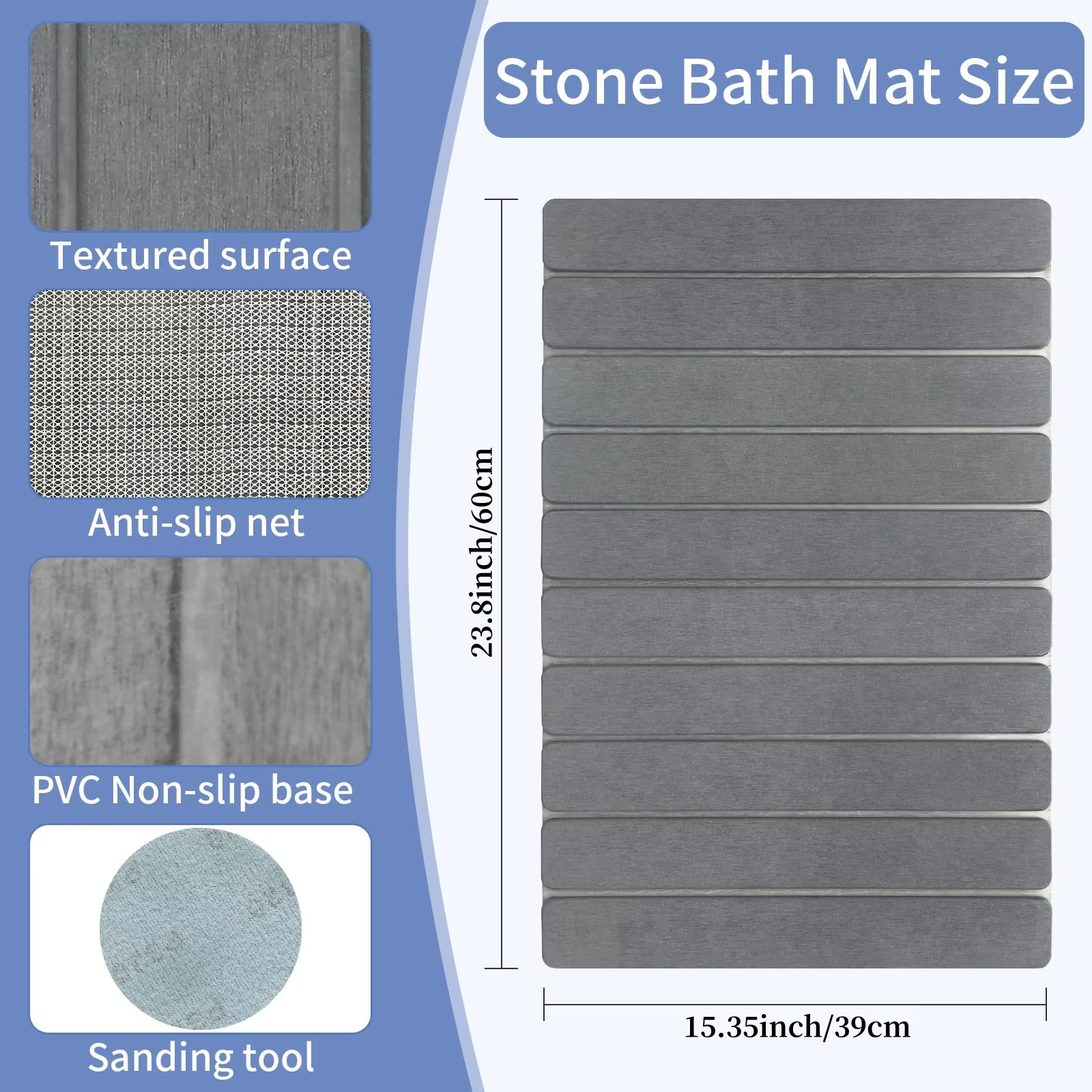 Tapis de bain en pierre pliable