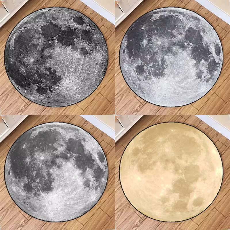 Tapis rond imprimé lune