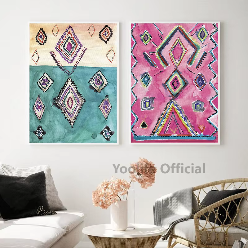 Impressions d'art de tapis rose Vintage