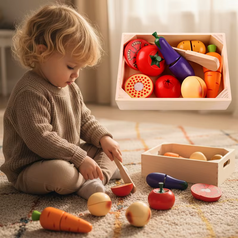 Jouet de cuisine en bois de simulation, jeu classique Montessori éducatif pour enfants, cadeau pour enfants, ensemble de fruits et légumes à découper