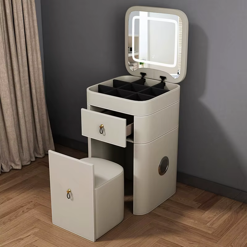Coiffeuse de qualité élégante et glamour, au design créatif et esthétique nordique, avec rangement, pour chambre à coucher