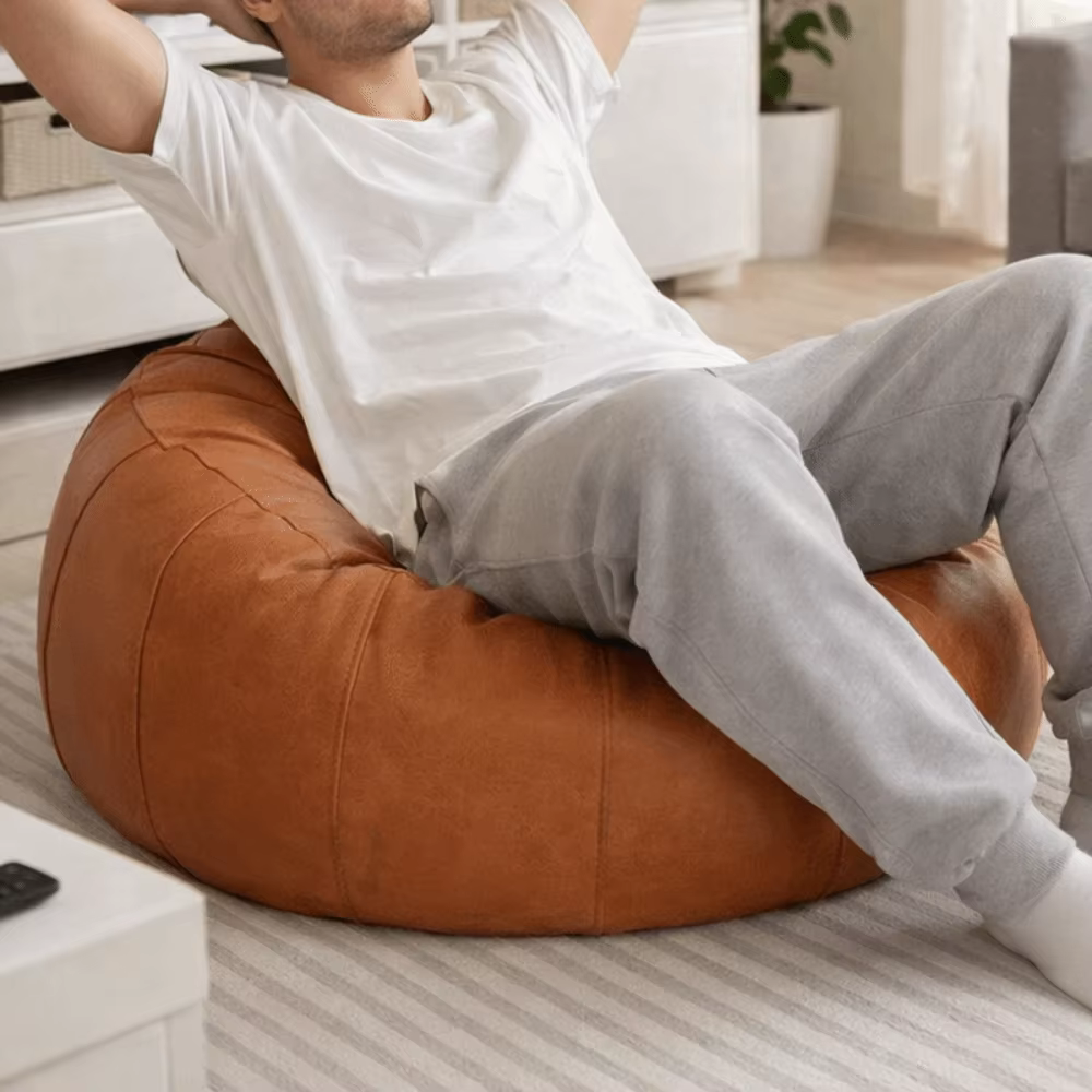 Housse de coussin de siège ronde en similicuir