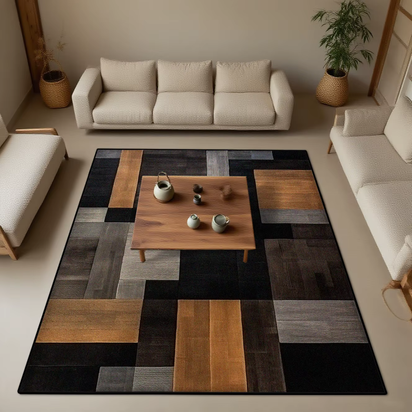 Tapis de salon rectangulaire moderne