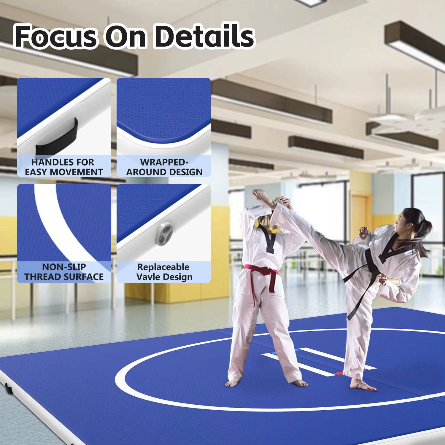 Tapis de lutte gonflable de 10 pieds, tapis de Jiu-Jitsu pour la salle de sport à domicile, BJJ, MMA, arts martiaux, boxe, grappling et judo