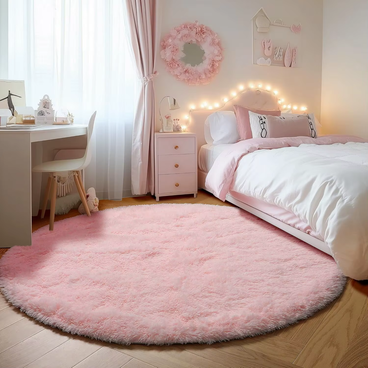 Tapis rond doux et soyeux pour salon