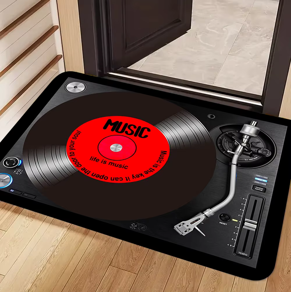 Tapis Vintage en vinyle pour disque et Cassette