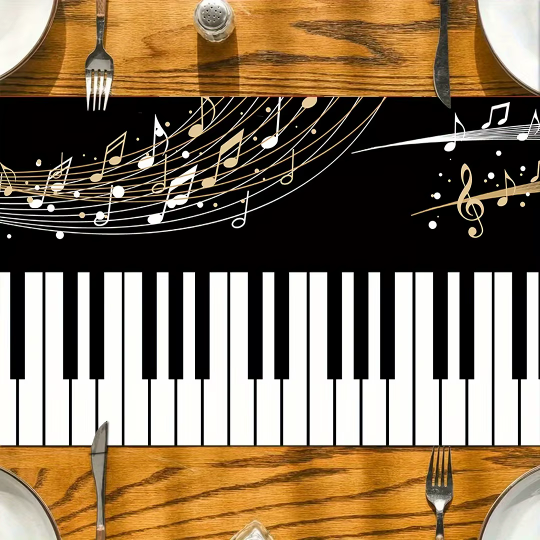 Chemin de table en polyester imprimé touches de piano