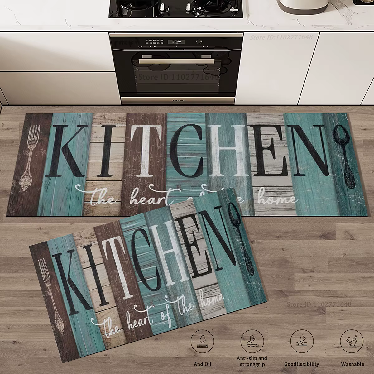 Tapis de sol de cuisine en grain de bois