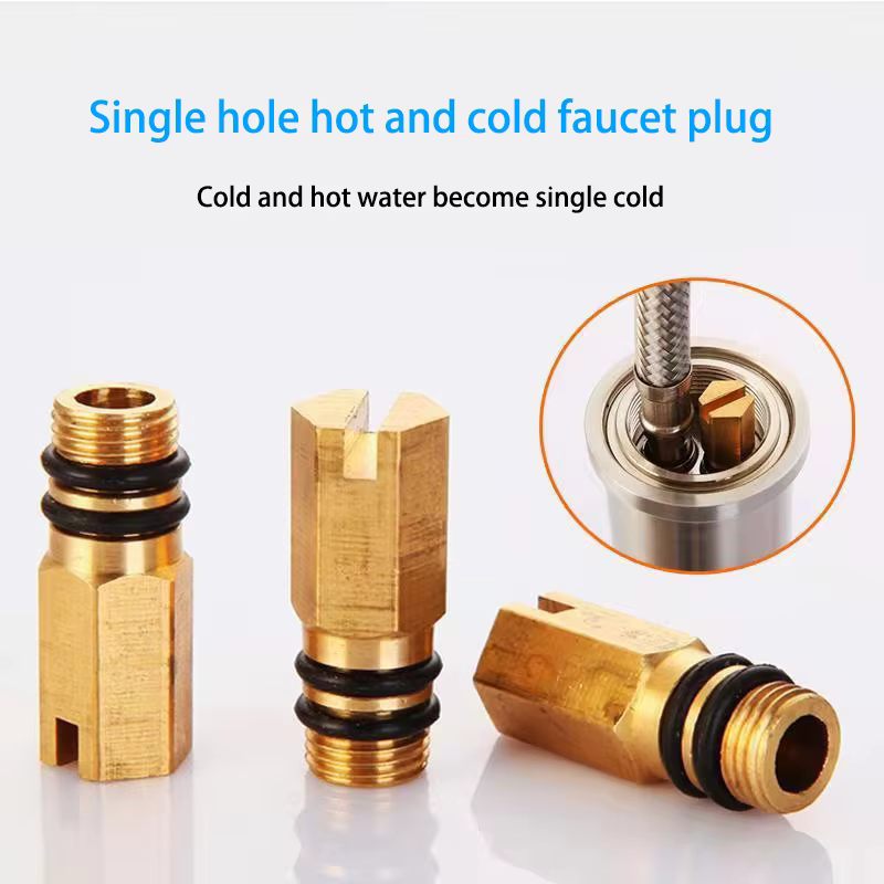 Robinet chaud et froid tout en cuivre, transformé en robinet froid simple, bouchon d'entrée d'eau pour cuisine, accessoires de robinetterie