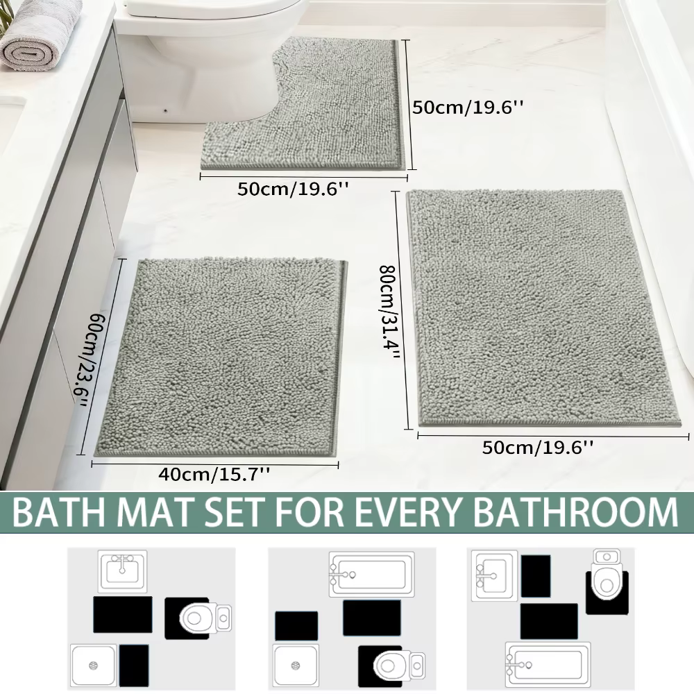 Ensemble de tapis de salle de bain absorbants