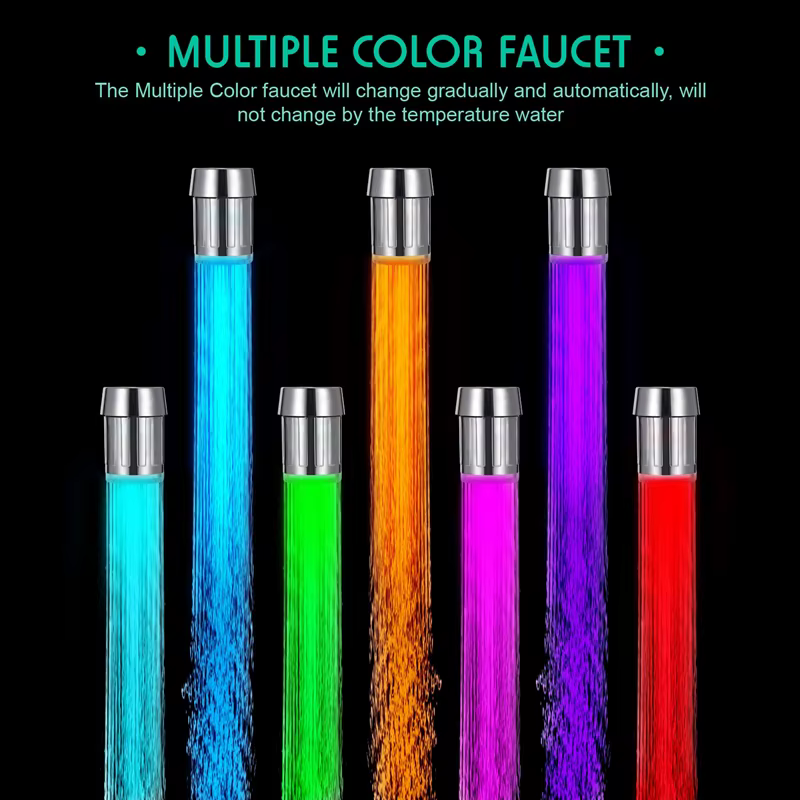 Robinet LED sensible à la température, économie d'eau, capteur de cuisine et de salle de bains, 7 couleurs changeantes, tête de robinet aérateur, buse de douche