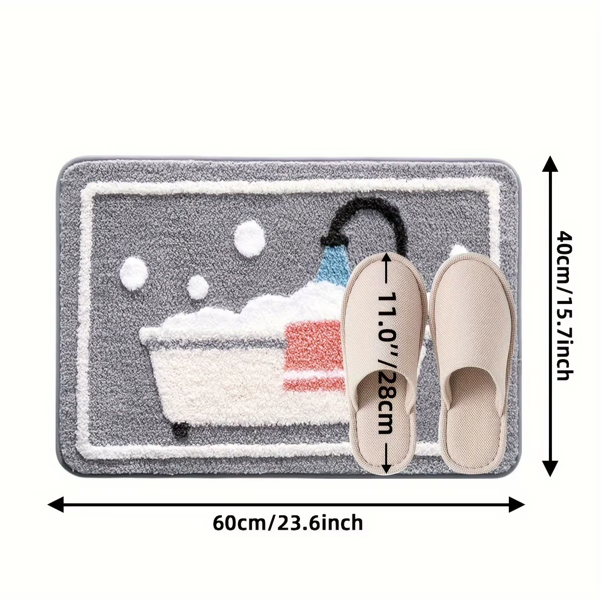 Tapis de bain tricoté antidérapant avec support en TPR