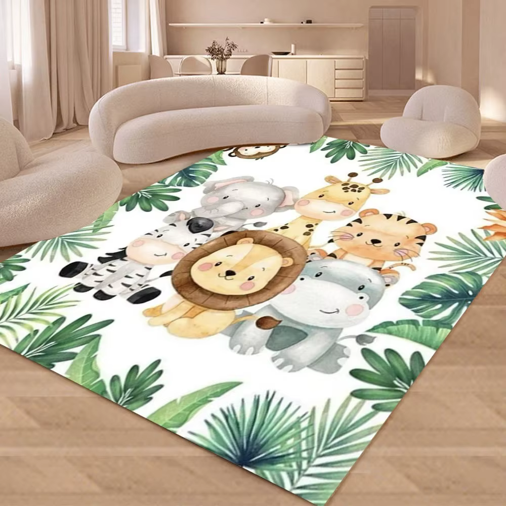 Tapis imprimé animaux de la jungle 3D