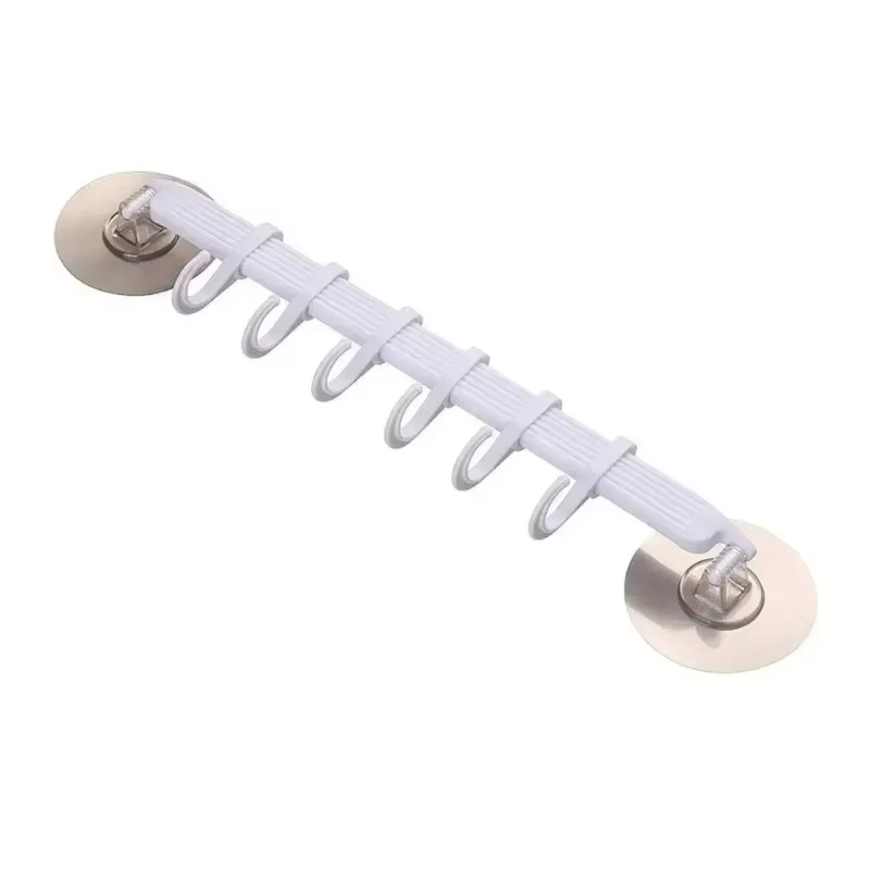 Crochet blanc à ventouse, 6 rangées, pour cuisine, salle de bains, Suspension d'angle sans marques, 1 pièce