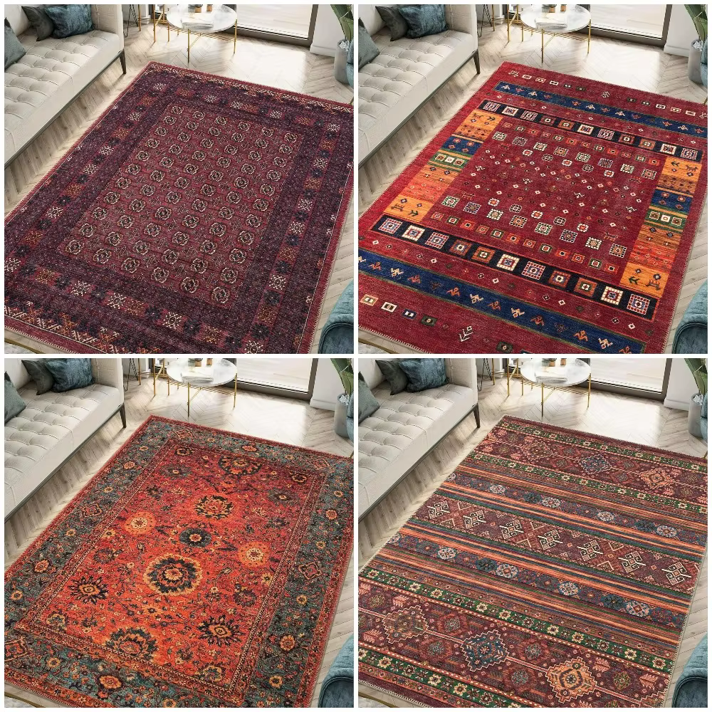Tapis luxueux imprimé Vintage rouge