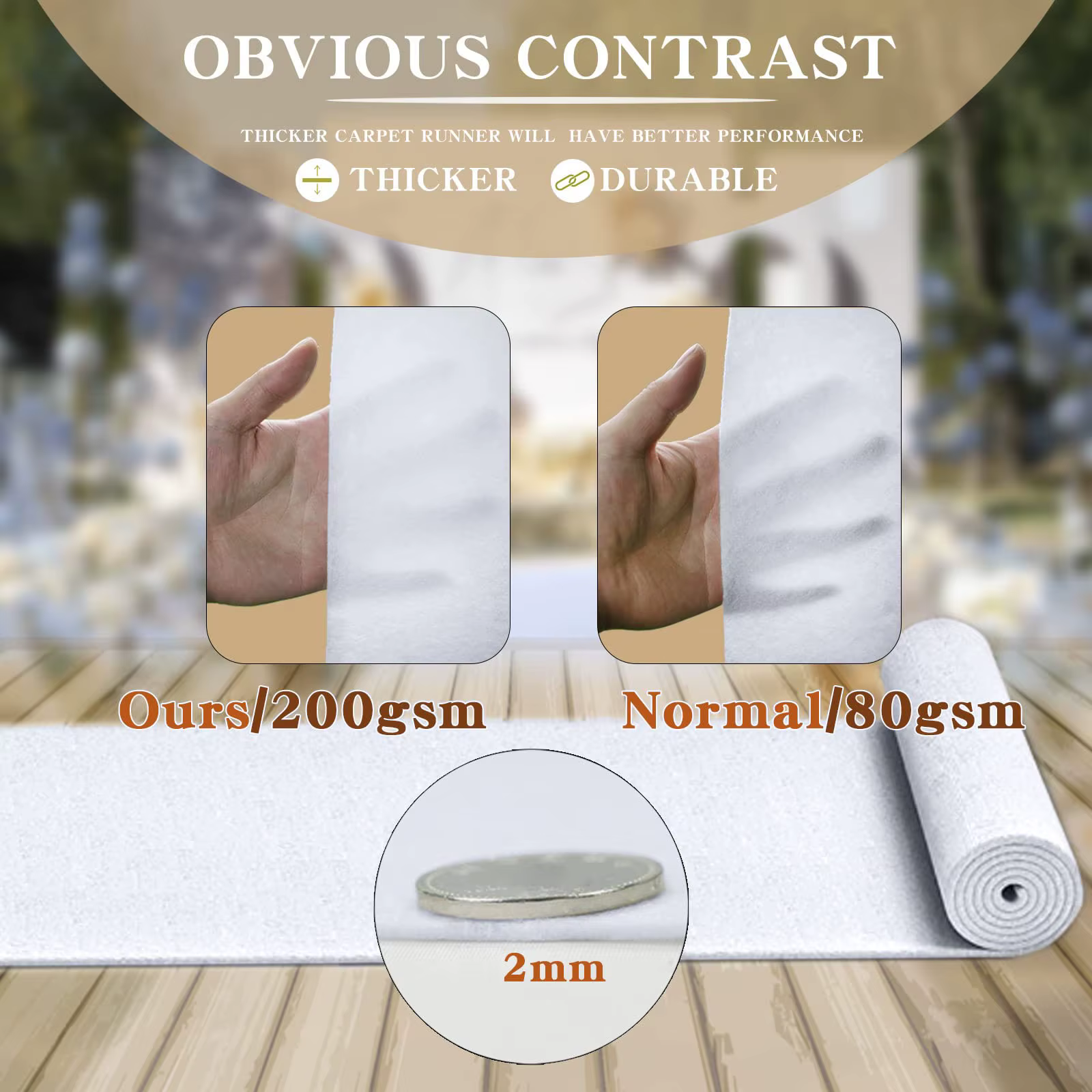 Tapis Antidérapant Blanc pour Décoration de Mariage