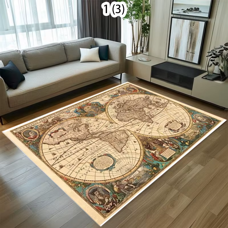 Tapis de sol vintage avec carte du monde