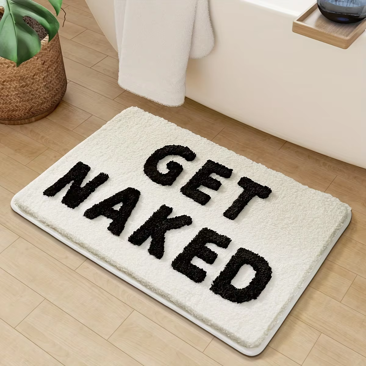 Tapis de porte humoristique avec motif « Get Naked », antidérapant, imprimé, pour entrée, salle de bain, décoration de la maison