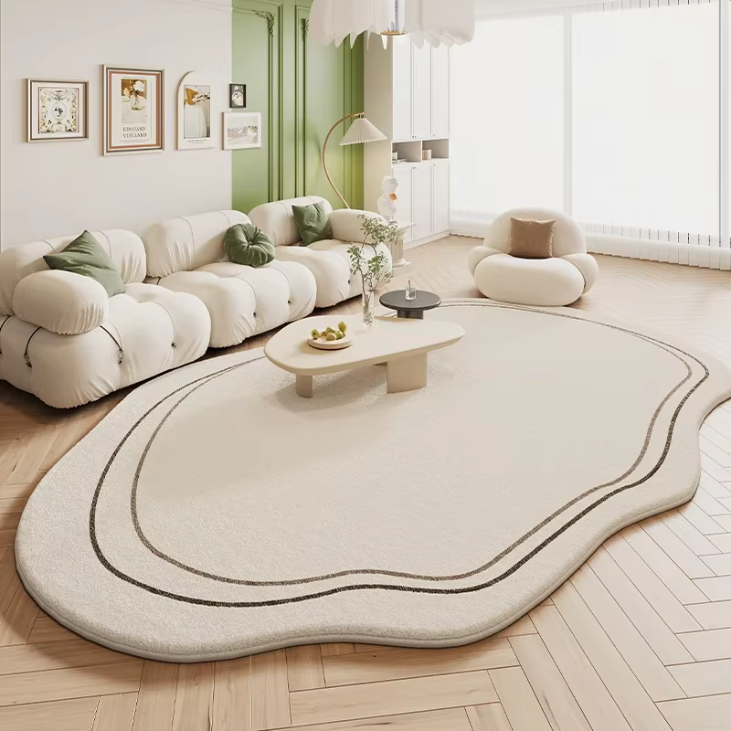 Tapis crème vert pour chambre à coucher