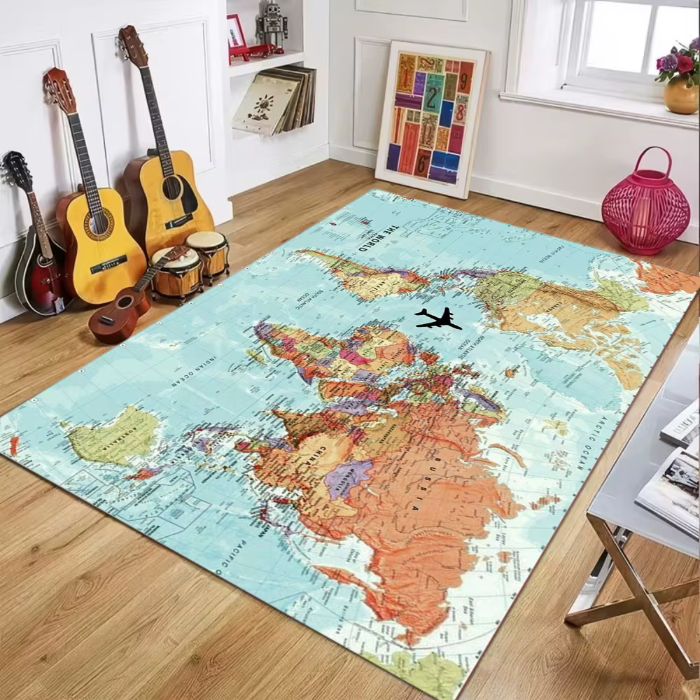Tapis imprimé carte du monde