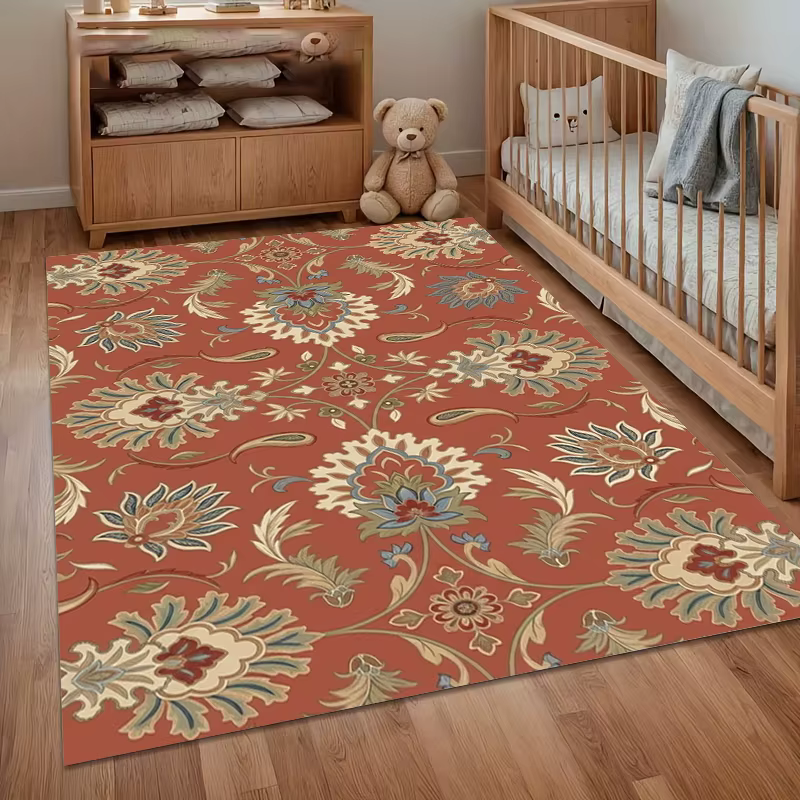 Tapis Bohème Vintage Turquoise, Grand Tapis Oriental pour Salon, Tapis de Sol Élégant pour Chambre et Salon, Décoration