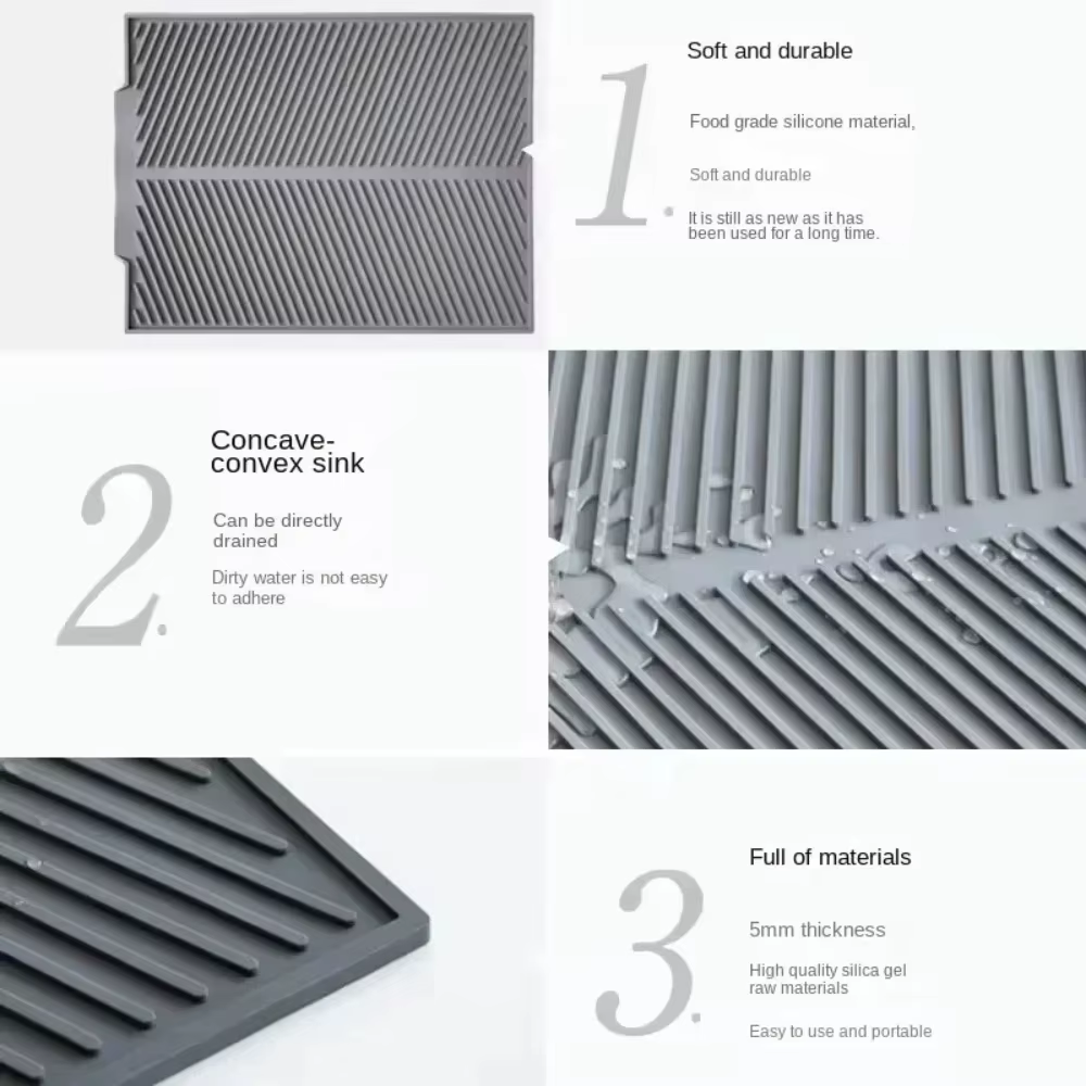 Tapis de séchage de vaisselle en silicone antidérapant