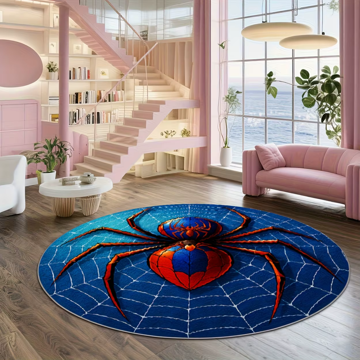 Tapis rond à motif d'araignée