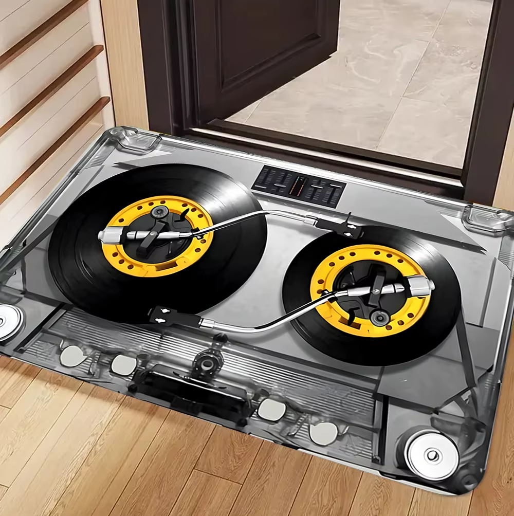 Tapis Vintage en vinyle pour disque et Cassette
