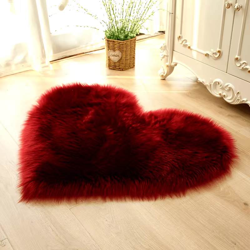 Tapis en peluche en forme de cœur 40x50cm