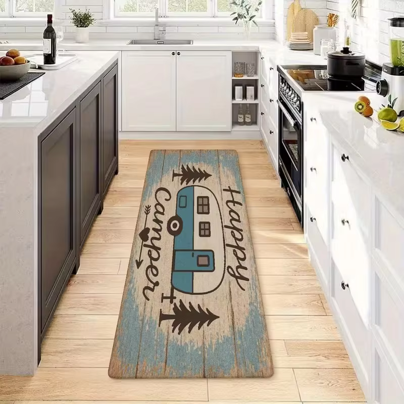 Nouvelle Arrivée Tapis de Couloir Imprimé Camping Style Ferme Rustique Antidérapant Doux pour Cuisine, Couloir et Entrée Décorative
