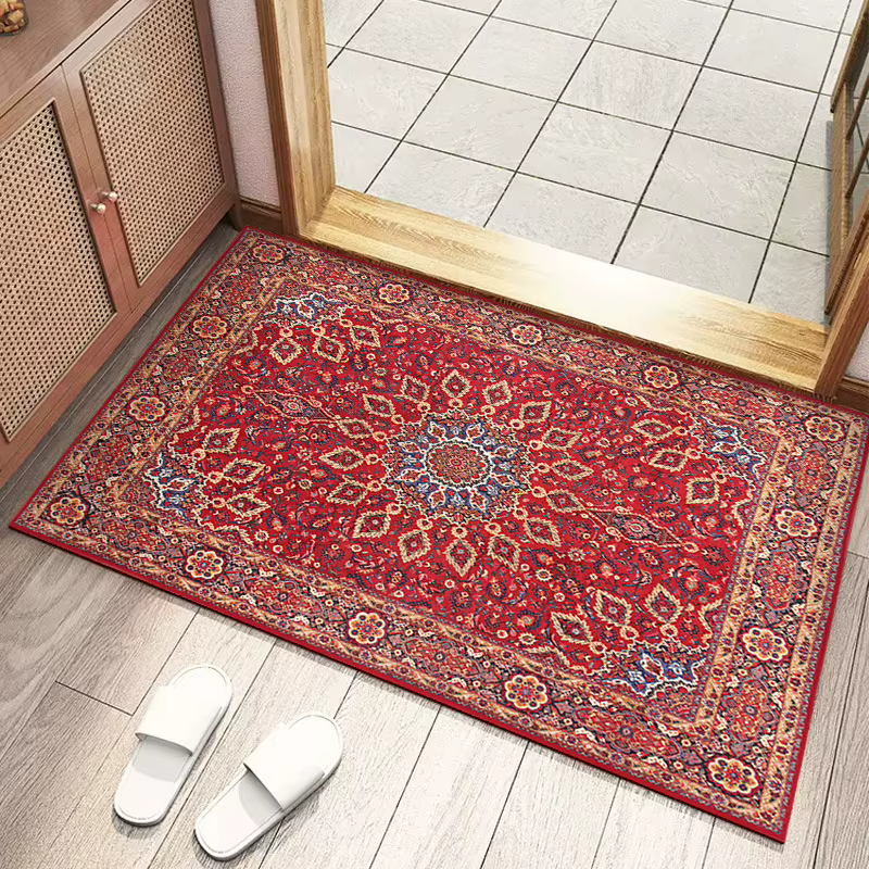 Tapis de bienvenue de style vintage européen pour le salon, tapis de porte décoratif, tapis de sol doux antidérapant pour l'entrée intérieure, tapis de bienvenue