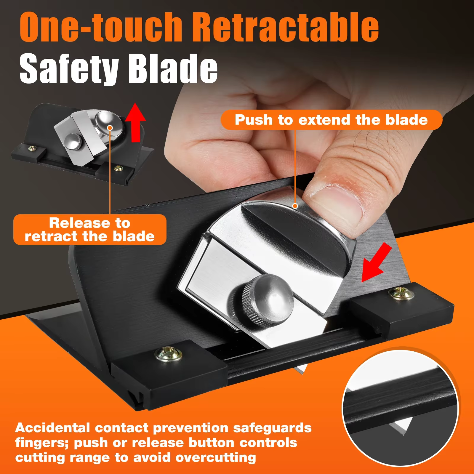 Coupe-tapis rétractable 45 ° Cutter à lame biseautée pour carton de passe-partout