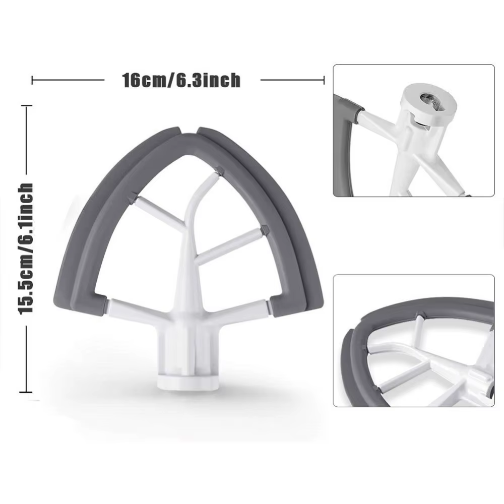 Batteur à bord flexible de 4,5 à 5 litres pour batteur sur socle à tête inclinable à palette plate KitchenAid avec grattoir à bol à bords flexibles en Silicone