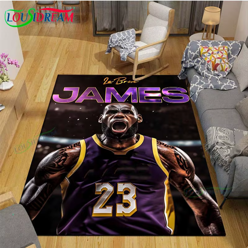 Tapis imprimé étoile de basket-ball l-lebron j-james k-kobe