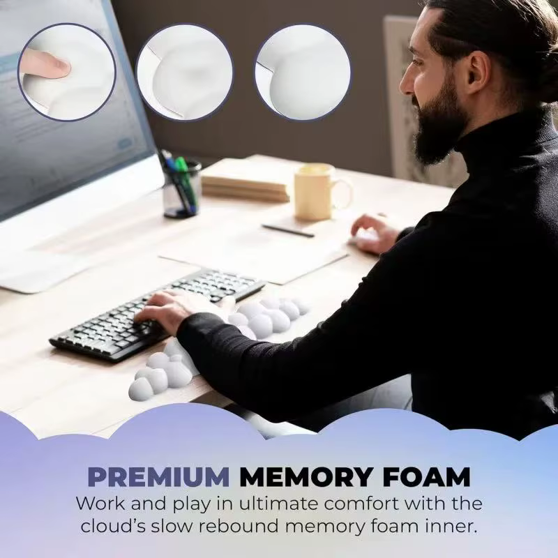 Tapis de souris avec repose-poignet ergonomique en forme de nuage pour clavier d'ordinateur, repose-poignet pour bras avec base antidérapante, repose-poignet étendu