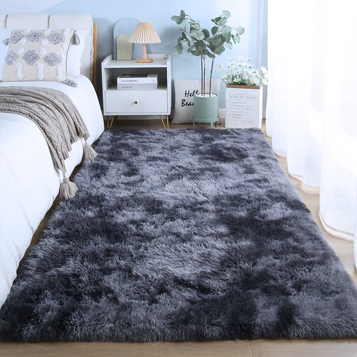 Tapis pour salon canapés modernes gris moelleux