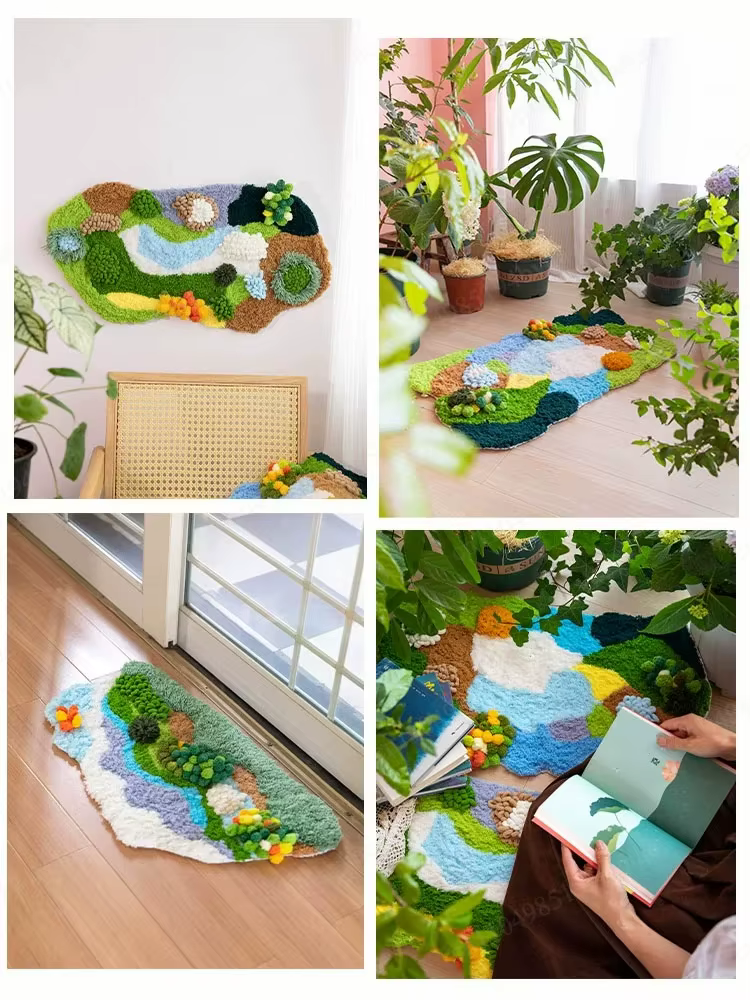 Kit de crochet pour tapis fait main, kit de broderie pour tapis fait main, kit de crochet pour tapis de décoration intérieure
