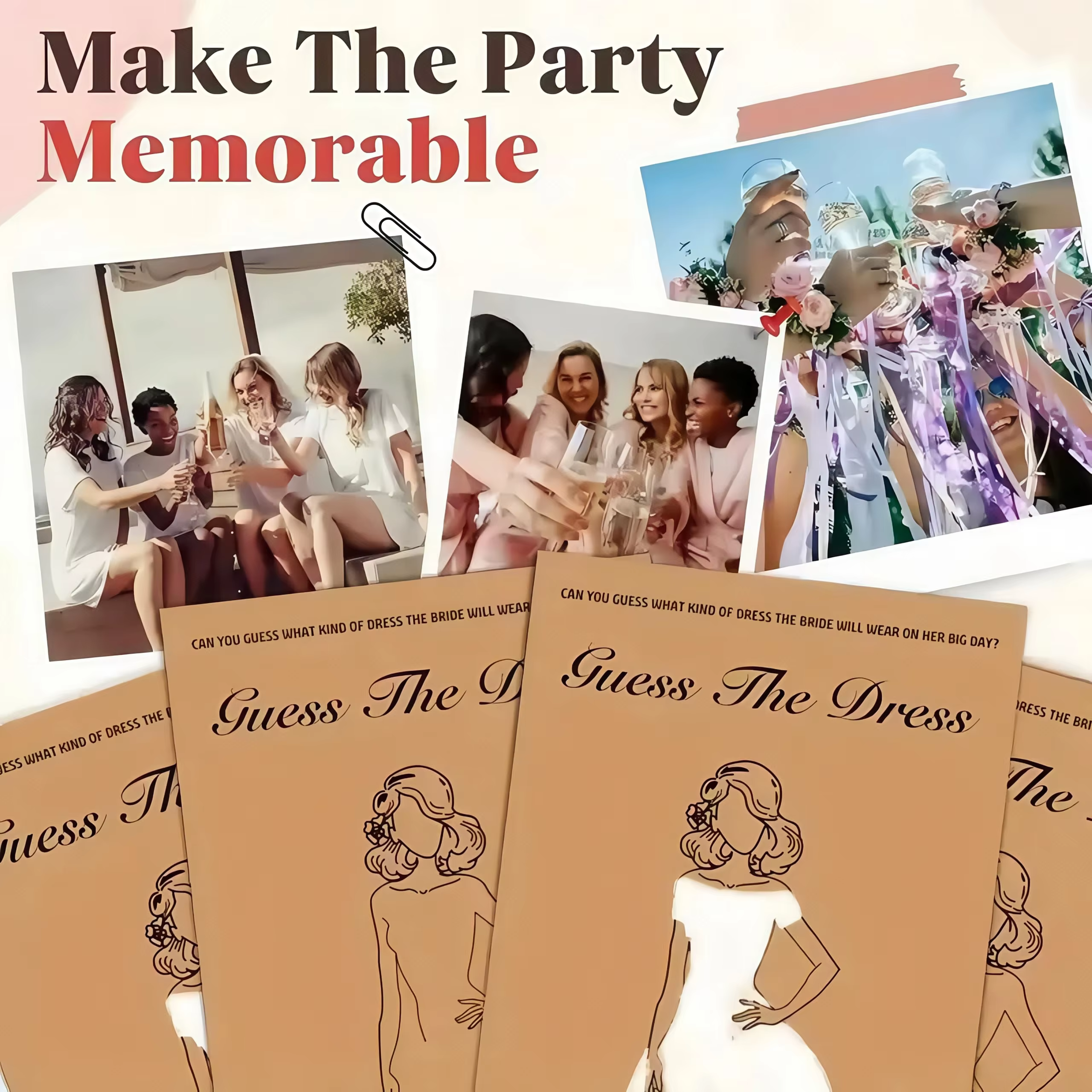 Fournitures de jeux de fête simples, jeux de robe de mariée de devinettes, jeux amusants pour invités de mariage, décorations de fête, 20 pièces/ensemble